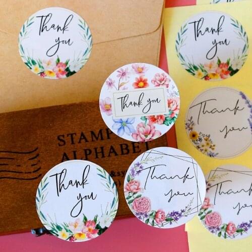 60pcs Floral Thank You Paper Stickers DIY Scrapbooking Diary Stationery Sticker Wedding Party Gift Packaging Sealing Labels