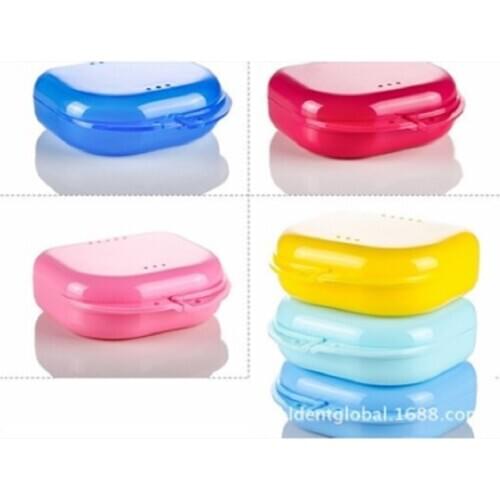 Denture Storage Box Case Plastic Organzier Teeth Box Dental False Teeth Appliance Container Orthodontic Mouth Guard Storage