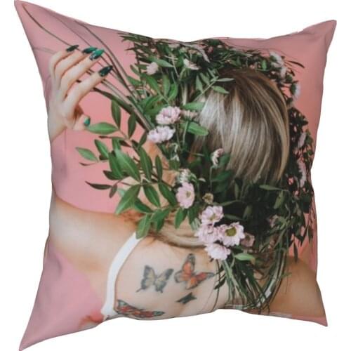 Flower wreath decorative cushion cover simple style 3D printing pillow cushion cover 45cm linen pillow cover culture