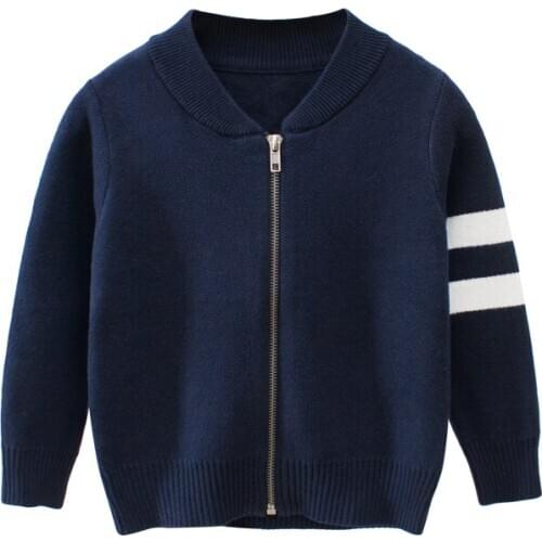 Sweaters for Kids Boys Girls Solid Blue Red Knitted Cardigan Sweater Autumn Warm Clothes Outerwear 2-9 years Children Sweaters