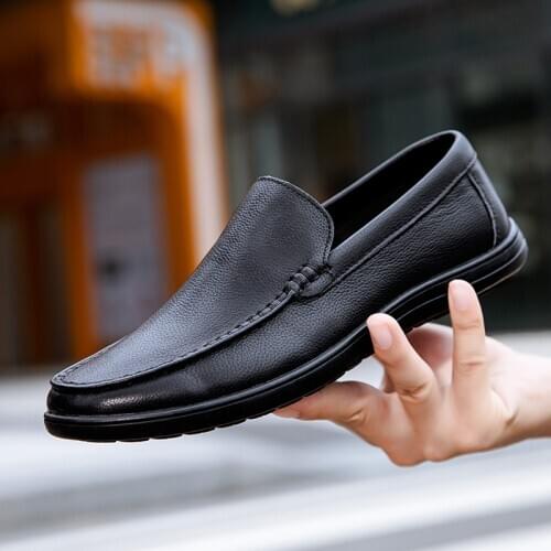 Breathable Summer Business Loafers Shoes Men Comfortable Designer Genuine Leather Flats Mens Shoes Casual Soft Slip on Loafer