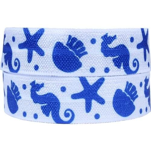 FLRA ElasticBling bling seafish and seastar cartoon fold over elastic ribbon printed for summer hairbands