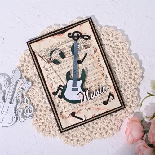 Guitar With Note Dies Cut Scrapbooking Stencil Template Photo Album Cards Making Paper Embossing Craft DIY Tool Knives Cut Paper