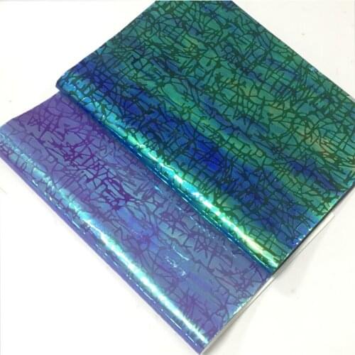 Texture Embossed PU Holographic Mirror Reflective Faux Leather Fabric Sheet for Making Earring/DIY Accessories/Clothing