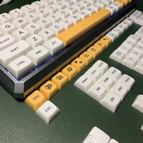 PBT Keycaps XDA Profile Milk Bee Yellow White DYE-SUB for 60% 61 87 104 108 Cherry MX Gaming Mechanical Keyboard