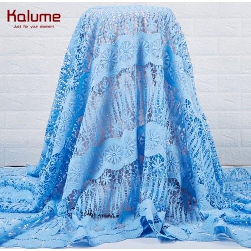 Kalume African Guipure Lace Fabrics 2021 Nigerian Water Soluble Cord Lace Fabric Wedding Diy Stone Cord Lace For Sew Party H2316