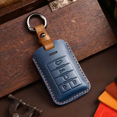Leather Car Remote FOB Key Cover Cases For Cadillac Escalade SRX XTS ATSL SLS CTS STS ATS BLS Key Case Keyless Entry