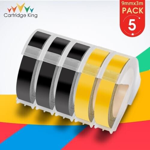 5PK Compatible for Dymo Label Maker 3D Embossing Label Tape 9mm Plastic Labeller for Dymo Home Embosser Magazine Maker Printer