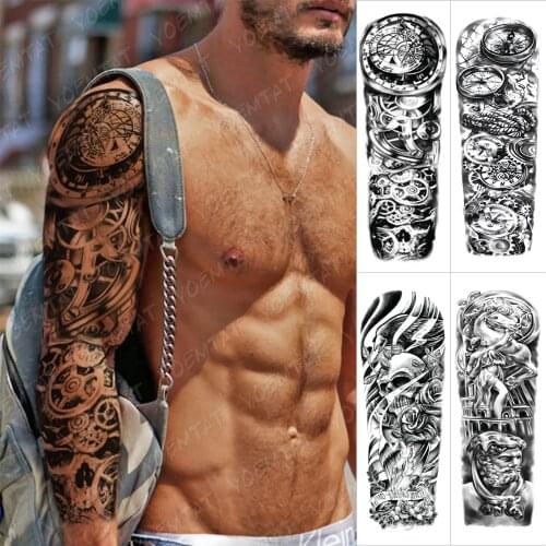 Large Arm Sleeve Tattoo Mechanical Bionic Robot Waterproof Temporary Tatto Sticker Gear Body Art Full Fake Tatoo Women Men