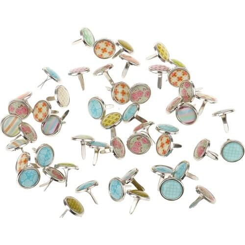 50 Pieces Metallic Mini Metal Brads Fastener for Scrapbooking Embellishment