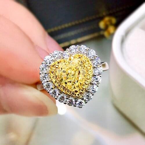 Lovely Heart 7*7MM Citrine Ring 925 Sterling Silver Jewelry Anniversary Gift