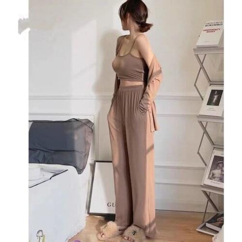Fashion Casual Wrop Pullover Tops + Wide Leg Pants Sports Suits Women Spring Elegant Loose Homewear Suits Lady Soft Sportswears