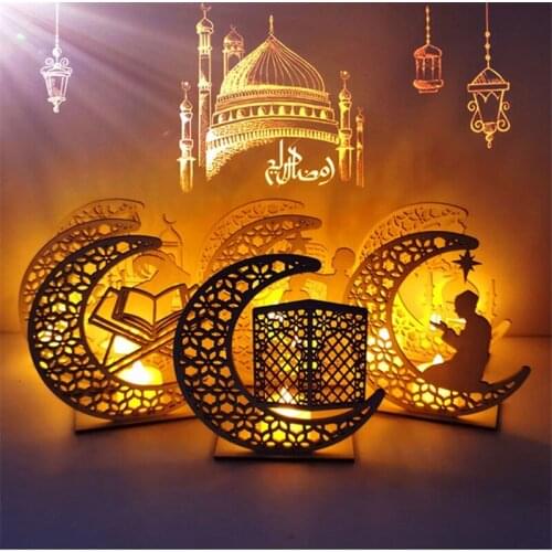 Moon Wooden Craft EID Mubarak Decor Ramadan Decoration Ramadan Lantern Ramadan Kareem Islamic Muslim Eid Al-fitr Decor Supplies