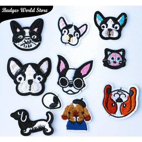 Cartoon Decorative Cute Chihuahua Shiba Dog Husky Cat Icon Embroidered Applique Patches For DIY Iron on Badges on the Backpack