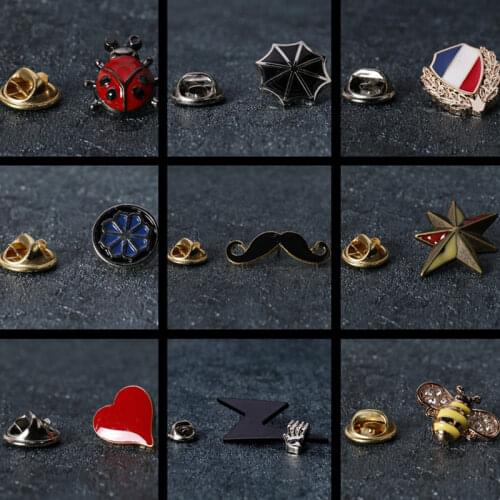 Retro Star Insect Brooch Fashion Mens Suit Shirt Collar Pins Needle Badge Lapel Pins and Brooches Jacket Jewelry Accessories