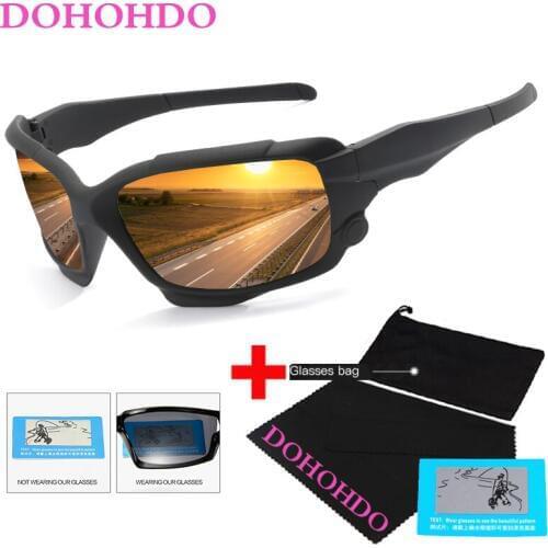 DOHOHDO Unisex Sport Polarized Night Vision Sunglasses Mens Retro Male Sun Glasses For Men Sunglasses HD Fashion Brands UV400