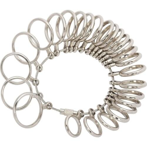 Metal Ring Sizer Set Measuring Ring with Rings Mandrel Sizer Finger Sizing Measuring Stick Ring Jewelry Tools Set