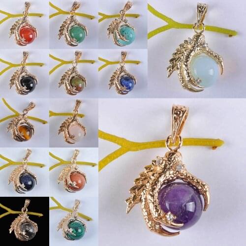 Opal/Howlite/Sodalite/Carnelian/Purple Crystal/Rose Crystal/Tigereye/Clear Quartz Bead Dragons Talons Pendant Jewelry S907-S920