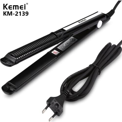 Kemei Ceramic Hair Corrugated Curling Iron Hair Straightener Crimper Temperature Adjustment Electric Curler Corrugated Wave Hair