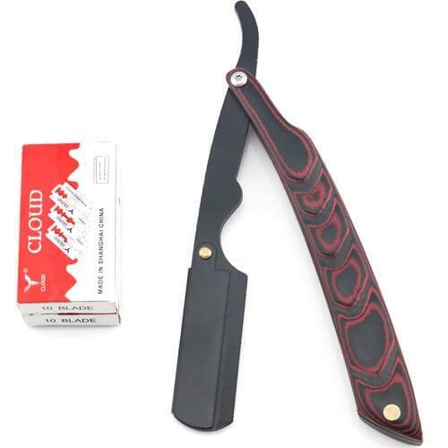 Straight razor Mens shaving razors Black cover Solid wood handle NEW