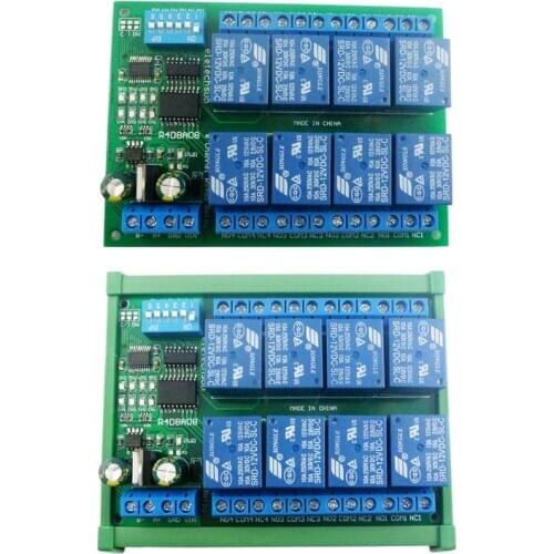 12V 8 Ch RS485 Relay Board Modbus RTU UART Remote Control Switch DIN35 Rail Box for PLC Automation Control