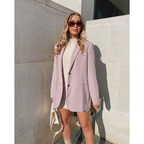 Pink suit womens spring and autumn thin section 2021 new loose and versatile small Korean version of the British style casual s