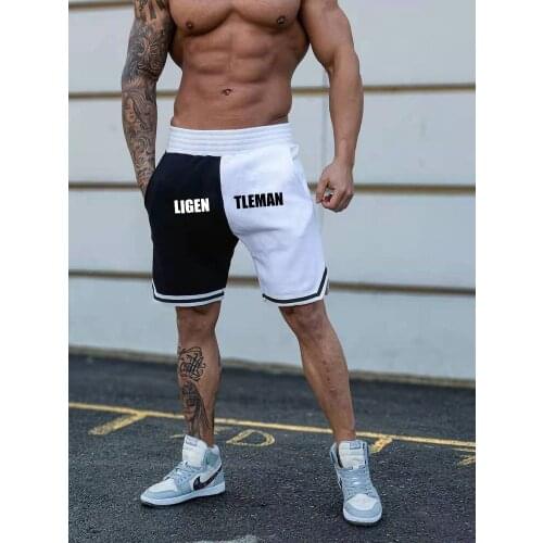 Summer chic shorts men lovers solid casual knee length Board gym short pants man thin Breathable Bermuda Spliced Male sportswear