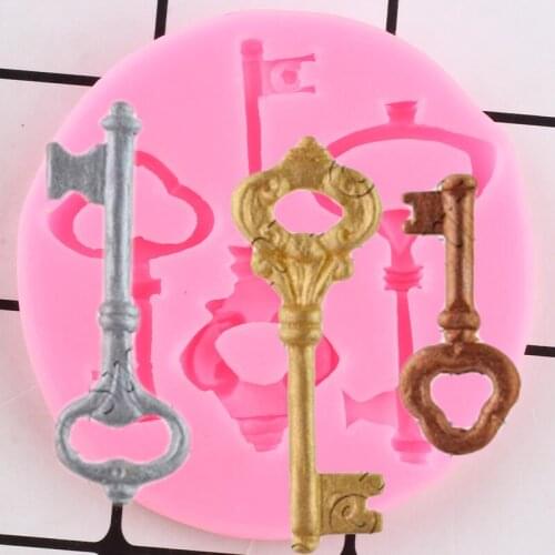 Sugarcraft Key Shape Silicone Mold Cupcake Topper Fondant Molds Chocolate Cake Decorating Tools Candy Resin Clay Moulds