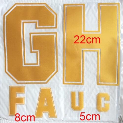8cm Glod Color Letter A-Z Heat Transfer Patches Name Sporty Cloth Sticker Hot Heat Transfer DIY Iron On Clothing Bag Shoes