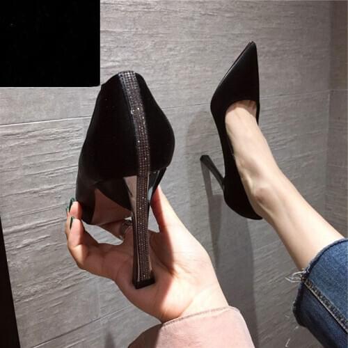 Shoes Woman Pointed-Toe Luxury Design In Women with High Heels Fine with Sexy Wedding Shoes Blue Black