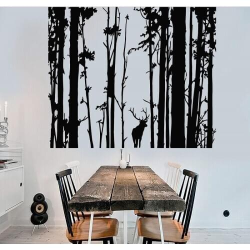 Vinyl wall decal forest landscape trees deer animal hunting club wild hunting lovers room shop decoration decal wallpaper SL06
