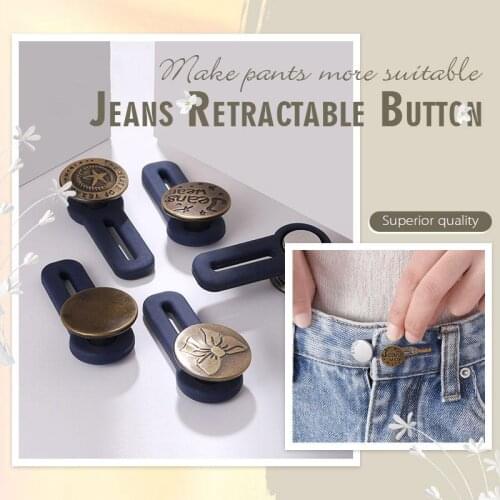 Jeans Retractable Buttonfor Clothing Jeans Adjustable Waistline Increase Waist Fastener Extended Button 3PCS