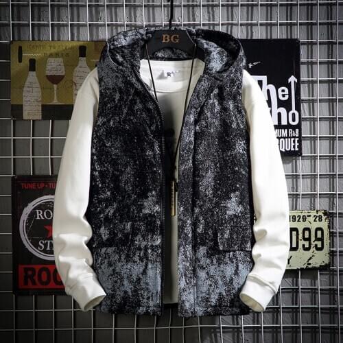 GlacialWhale Body Warmer 2020 Vest Mens Jacket Sleeveless Vests Winter Hip Hop streetwear Jackets men Printed Vest Man Waistcoat
