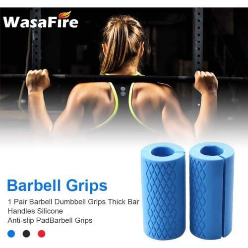1 Pair Dumbbell Grips Barbell Thick Bar Handles Kettlebell Fat Grip Weightlifting Support Silicone Anti-slip Protect Pad