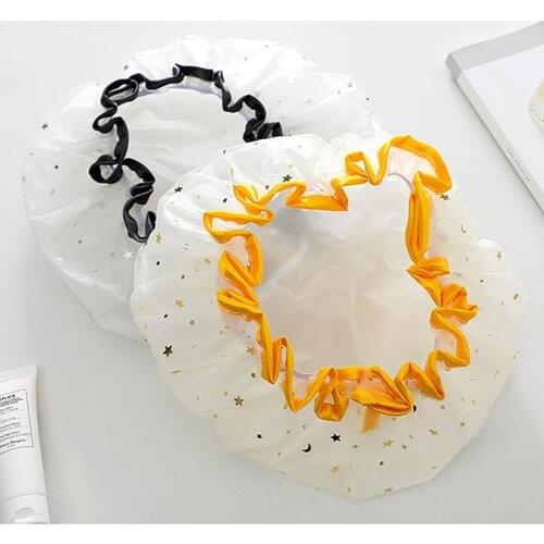 1PC Thick Waterproof Bath Hat Double Layer Starry Sky Hair Women Shower Shower Shower Caps Design Accessories Cover Bathroo B7Y3