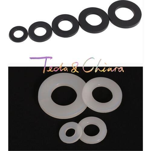 10Pcs M10 x 25mm x 2mm M10x25x2 White Black Nylon Flat Washer Plastic Insulation Plain Ring Gasket * New