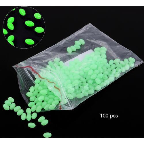 100pcs 3.4 x 5mm Luminous Glow Fishing Beads Sea Fishing Lure Float Tackles Tools Eggs for Rig