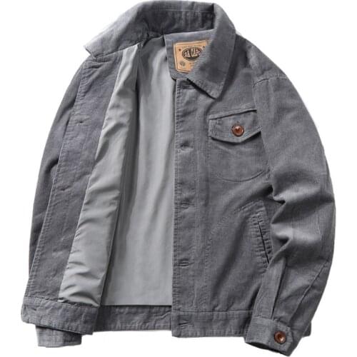 2021 New Design Spring Autumn Corduroy Jacket Men Retro Single Breasted Military Jacket Coat Male Outerwear Large Size M-4XL