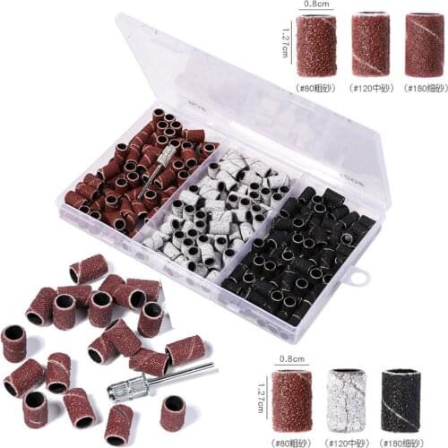 210Pcs 80#120#180# Machine Nail Drill Bits Zebra Sanding Bands Foot Care Polishing Manicure Gel Polish Remover Replacement Tools