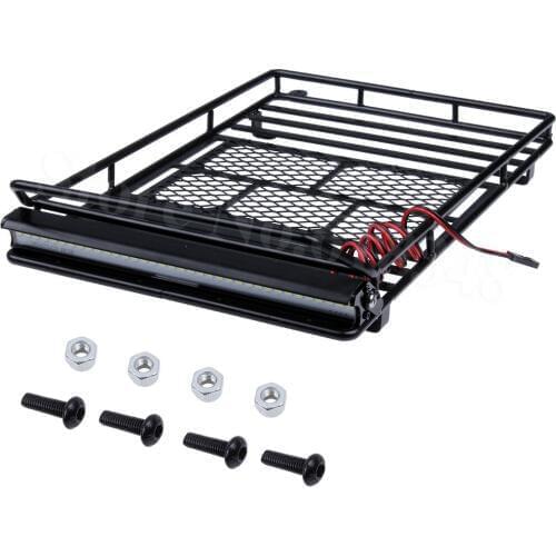 5Sets RC Rock Crawler Simulation Roof Luggage Carrier With 36 LED Lights Bar for RC4WD D90 Axial SCX10 90046 Climbing Car Models