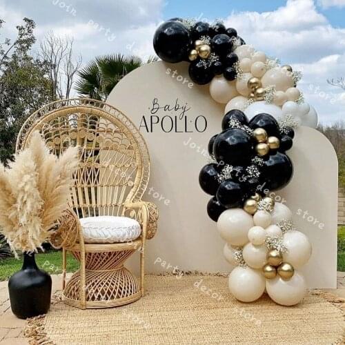 99Pcs DIY Retro Sandy White Macaron Black Balloons Arch Garland Set Birthday Wedding Bridal Baby Shower Background Decoration