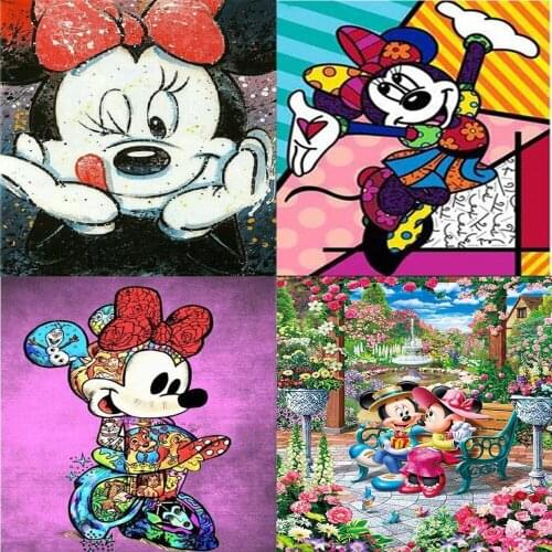 5D Diy Diamond Painting Disney Cartoon Mickey Mouse Mickey Minnie Couple Full Diamond Inlaid Cross Stitch Kit Home Decoration
