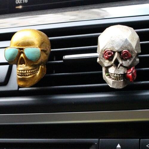 Car Rose Ghost Head Aromatherapy Pendant Set Resin Car Air Outlet Skull Ornament Car Interior Accessories 2021