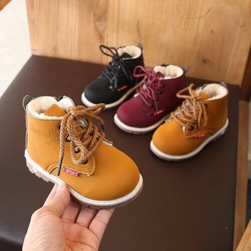 Spring Autumn Winter Childrens Snow Boots Thicken Wool Boys Girls Fur Booties British Style New Non-slip Sneakers For Kids