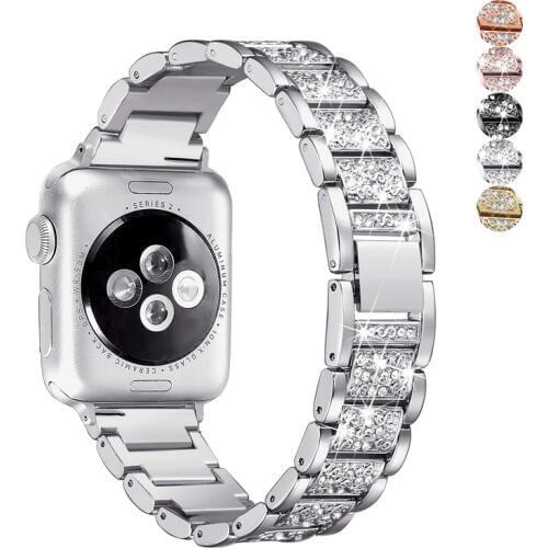 Link bracelet strap For Apple watch band 42mm 38mm iwatch band 44mm 40mm Diamond Stainless steel watchband Apple watch 5/4/3/2/1