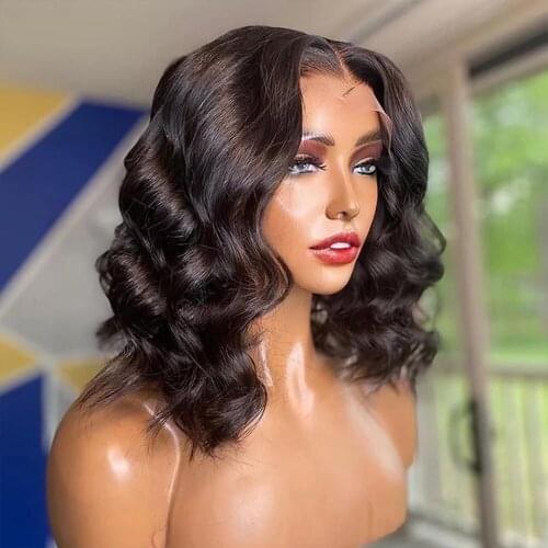 Nicelight Hiar Brazilian Body Wave Wig Natural Hairline Lace Closure Wig For Black Women Remy Lace Wig Short Bob Human Hair Wig