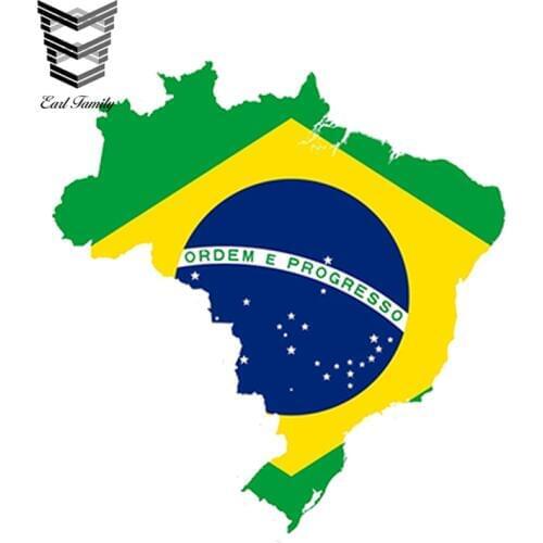 EARLFAMILY 13cm x 13cm Car Styling Brazil Map Flag Car Sticker Silhouette for Bumper Helmet Fridge Door Waterproof Accessories