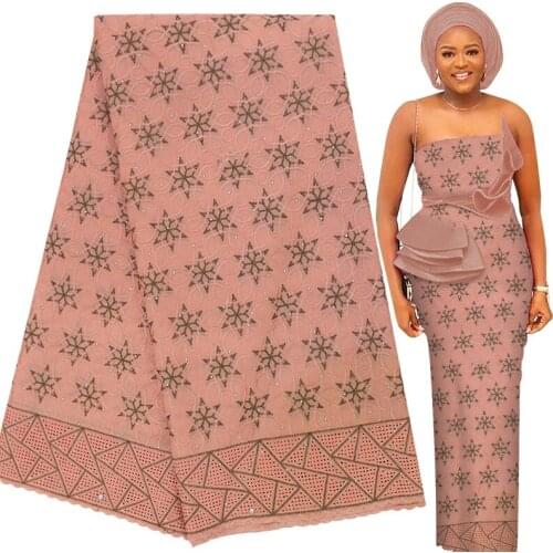Fabricbob 2021 High Quality Cotton Swiss Voile Lace Fabric 2.5 Yards Latest Nigerian Party Borer Embroidery African Lace Fabric