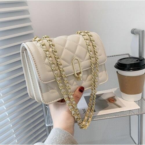 Brand Design Diamond Chain Crossbody Bag for Women Luxury 2021 Simple Summer Shoulder Bag Female Fashion PU Leather Handbag