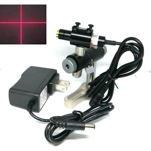 Focusable 650nm 80mw Red Laser Cross Module Sewing Printing Machine Alignment w 5V Power Adapter & 3-Axis Holder Clamp